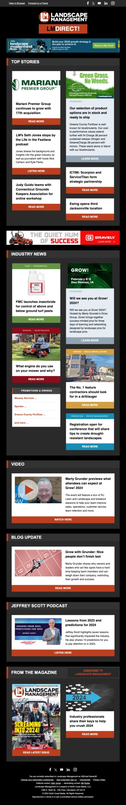 LM Direct sample e-newsletter