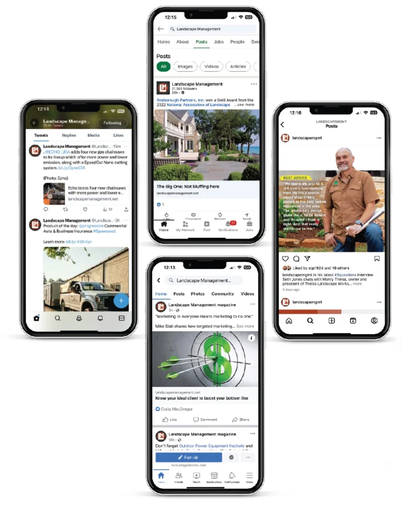 Phones displaying examples of sponsored social media posts