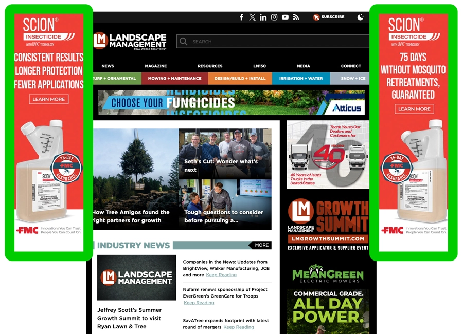 Example of wallpaper ads on the Landscape Mangement website
