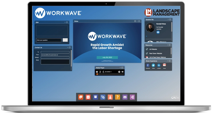 Laptop displaying an example of a webinar